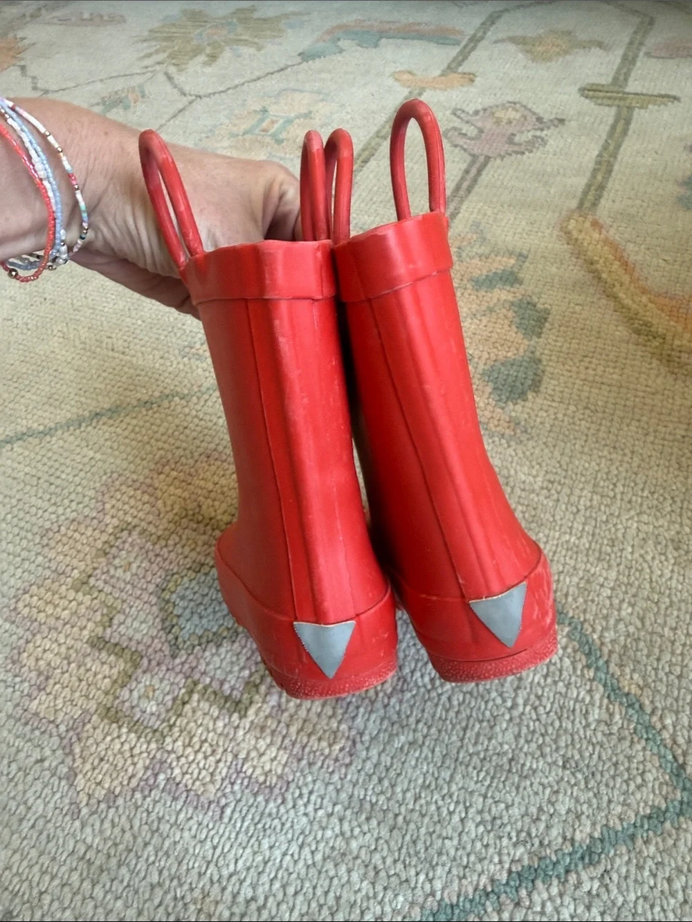 Kids Waterproof Pull-On Rain Boots - Red
